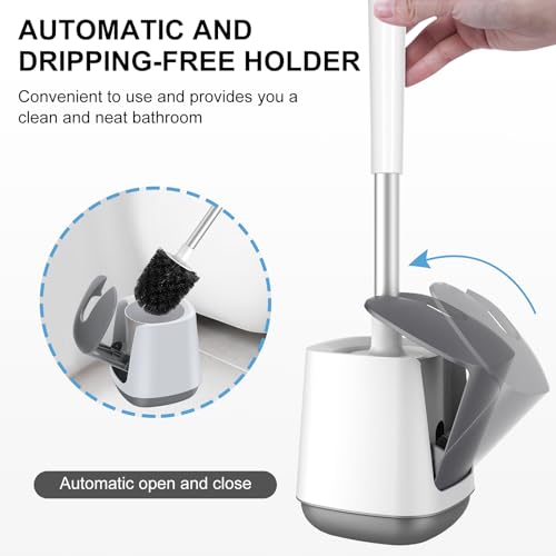SetSail Toilet Brush 3 Pack Toilet Bowl Brush and Holder Toilet Cleaner Brush with Nylon Bristles Ventilated Toilet Brushes for Bathroom with Holder for Toilet Scrubber Cleaning, White & Grey - color: White & Grey, size: 3 packs