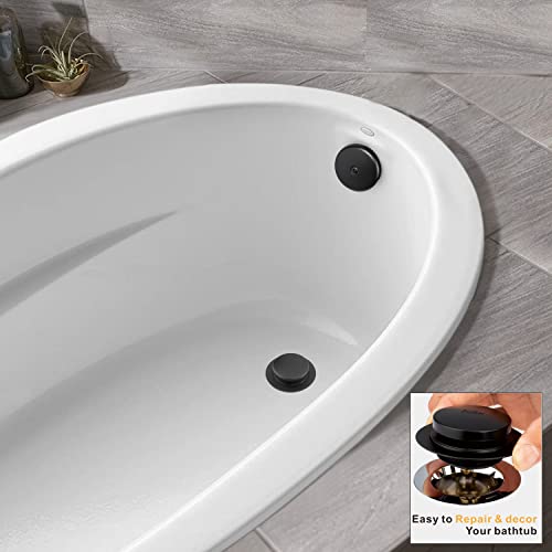 Black Universal Tub Drain Tip Toe Tub Conversion Kit Assembly, Artiwell EZ Installation Bathtub Drain Replacement Trim Kit with 1-Hole Overflow Face Plate and Pop-up Tub Stopper,Matte Black - color: Matte Black