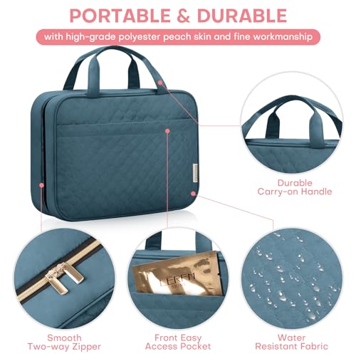 HXLGMD Travel Size Toiletry Bag for Women, Portable Cosmetic Bag with Hanging Hook, Travel Essentials Water-resistant Makeup Organizer for Accessories, Shampoo, Full-size Container, Toiletries - color: Lake Blue, size: Medium