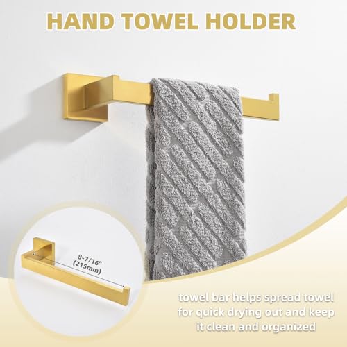 Bathroom Hardware Set 4-Piece, Angle Simple SUS304 Stainless Steel Bath Accessory Kit, Bathroom Fixture Set with Robe Hook, Toilet Paper Holder, Towel Holder and Towel Bar, Brushed Dark Gold - color: Brushed Dark Gold
