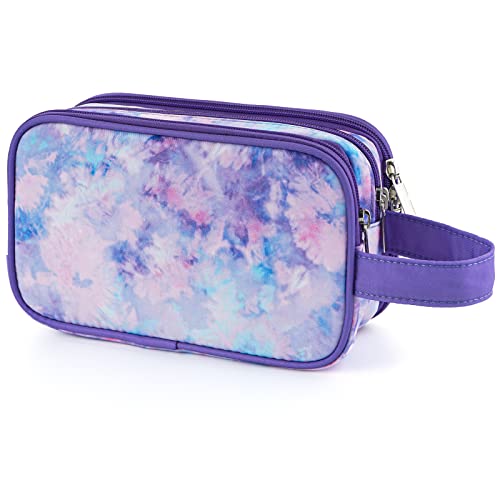 Kids Toiletry Bag for Girls, Travel Toiletry Bag for Teen Girls Cosmetic Bag Makeup Bag Waterproof Hanging Wash Bag Toiletries, Tie Dye Purple - color: Tie Dye Purple