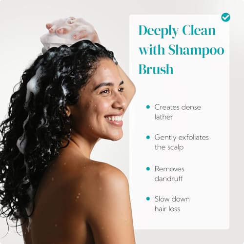 HEETA Scalp Massager 2 Pack for Hair Growth, Soft Silicone Bristles to Remove Dandruff and Relieve Itching, Scalp Scrubber for Hair Care Relax, Shampoo Brush for Wet Dry Use Blue & Beige - color: 01- New Blue & Beige