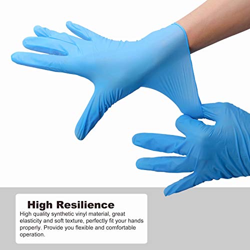 Disposable Gloves Medium, Nitrile and Vinyl Blend Material Gloves, Latex Free, 4 Mil,100 Pc. Food Grade Glove for Cleaning, Food Prep, Hair Dye, Tattoo, Blue - color: Blue, size: Medium-100pc