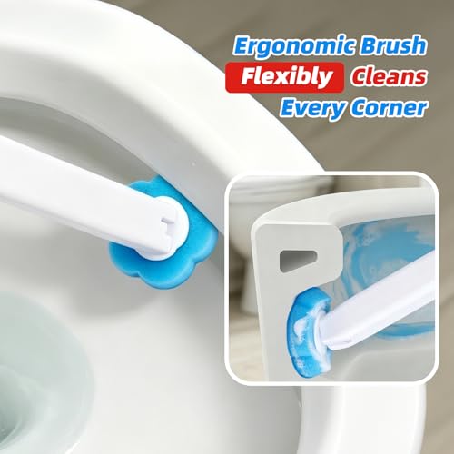 2 Pack Disposable Toilet Brush with 54 Refills, Toilet Bowl Cleaner, Toilet Brush and Holde Set, Wall Mounted Toilet Bowl Scrubber for Bathroom Maintenance - style: 2 Brush+54 Refills