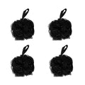 SEVENHEAD Bath Sponge Shower Loofahs, Black, 50g/Piece, Mesh Pouf Bath Scrunchies Body Wash Puff(Set of 4) - style: Black