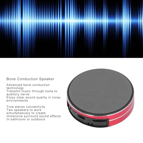 Bone Conduction Speaker, Bluetooth, AUX, Small Memory Card, Stereo, Water Proof, Intelligent Suction Cup Design, for Outdoor and Indoor Bathroom (Red) - color: Red