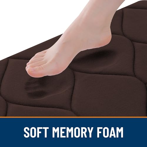 Smiry Memory Foam U-Shaped Toilet Mat 24"x20", Ultra Soft Non-Slip Bathroom Floor Mat, Water Absorbent & Machine Washable Commode Contour Rug for Toilet Home Decor, Brown - color: Brown, size: 24"x20" Contour Rug