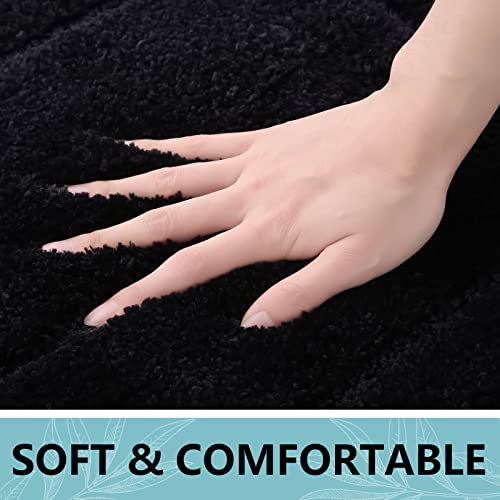 Buganda Bathroom Rugs, 24" x 16", Soft and Absorbent Microfiber Bath Rugs, Shaggy Shower Carpet, Machine Wash Dry Bath Mats for Bathroom Floor, Tub and Shower, Black - color: Black, size: 24" X 16"