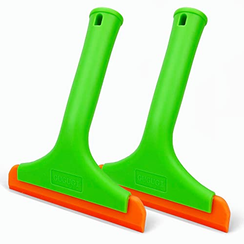 Super Flexible Silicone Squeegee, Auto Water Blade, Water Wiper, Shower Squeegee, 5.9'' Blade and 7.5'' Long Handle, for Car Windshield, Window, Mirror, Glass Door - color: Green