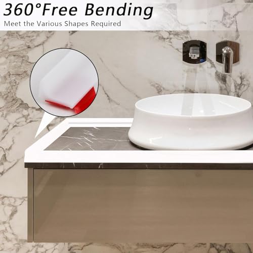 78 Inch Shower Threshold Water Dam, Silicone Barrier Shower Door Bottom Seal Strip, Self Adhesive Waterproof Barrier, for Kitchen Countertop Sink, Cooktop, Bathroom (White) - color: White, style: 78in