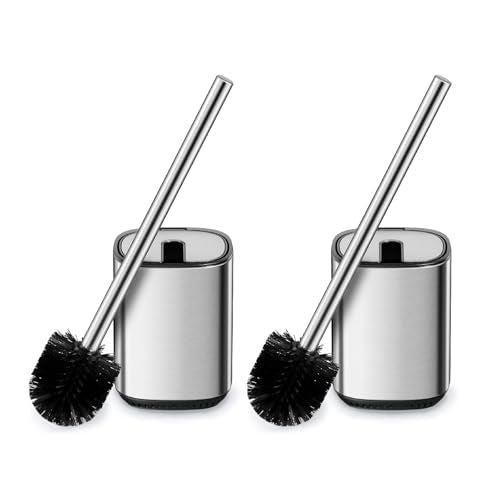 Toilet Brush and Holder Set Toilet Bowl Brush Stainless Steel Automatic Open lid Toilet Bowl Cleaner Brush Set Toilet Scrubber Kit Toilet Cleaning Brush for Bathroom - color: Stainless Steel
