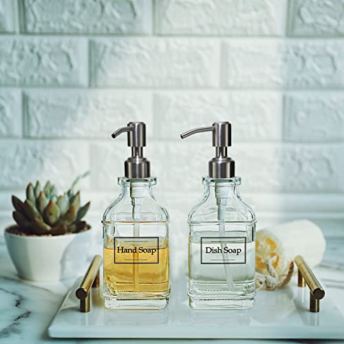 JASAI Antique Design Soap Dispenser with Rust Proof 304 Stainless Steel Pump, Refillable Glass Soap Dispenser with 10Pcs Clear Stickers, Premium Kitchen & Bathroom Soap Dispenser - color: 1 Pack
