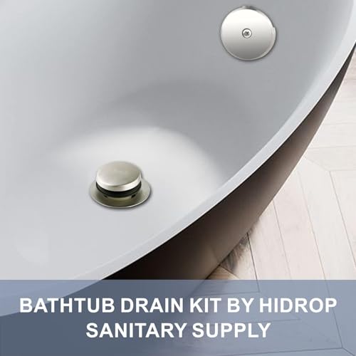 HIDROP Brushed Nickel Tip Toe Bathtub Drain Kit, 1-Hole Overflow Faceplate | Stainless Steel Bath Tub Drain, Universal Fine/Coarse Thread fit 1-3/8" or 1-1/2" Tub Drain, Bathtub Replacement Drain Kit - color: Brushed, style: 1 Hole
