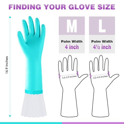 Elgood Reusable Long Dishwashing Cleaning Gloves with Latex Free, Long Cuff,Cotton Lining,Kitchen Gloves 2 Pairs,Purple+Blue Large - color: Long Cuff-purple+blue, size: Large (Pack of 2)