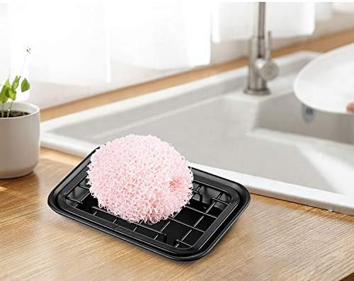 SheeChung Kitchen and Bathroom Soap Dish Tray - Metal Soap Dish Tray with Drainage Grid and Holder for Kitchen Sink Countertops to Store Soap, Sponges, Scrubbers - Rust Resistant (1 Pack, Black) - color: Black