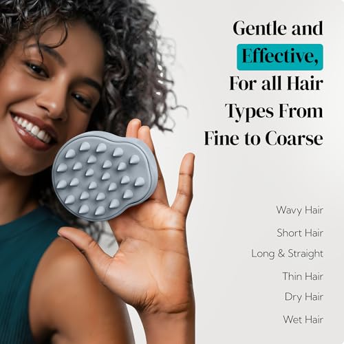 HEETA Scalp Massager 2 Pack for Hair Growth, Soft Silicone Bristles to Remove Dandruff and Relieve Itching, Scalp Scrubber for Hair Care Relax, Shampoo Brush for Wet Dry Use, New Grey & Beige - color: 01- New Grey & Beige