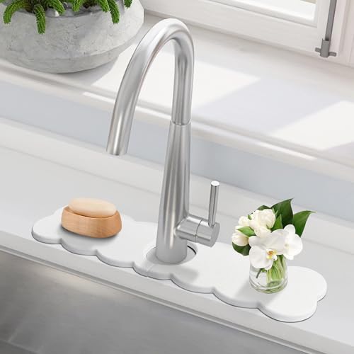 15.7'' Long Size Diatomite Faucet Mat Fast Drying Stone Sink Tray Splash Proof Bathroom Counter Faucet Super Water Absorption - size: 15.75" x 3.94"
