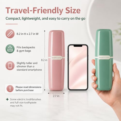 HyJeryty Simple Green Toothbrush Travel Case, Portable Travel Toothbrush & Toothpaste Holder Cover Organizer Container with Mouthwash Cup for School, Camping, Business Trip, Bathroom Storage - color: Green