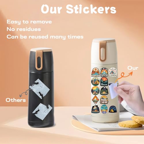 100 Pcs Outdoor Hiking Adventure Camping Stickers Set Wilderness Nature Travel Wildlife Waterproof Vinyl Sticker for Water Bottles Laptops Motorcycle Skateboard - style: Camping