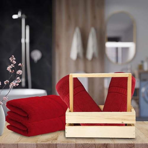 GOLD TEXTILES Premium Hand Towels for Bathroom -100% Ring Spun Cotton (Red,4 Pack, 16x30 Inches) Luxury Soft Absorbent & Quick Dry, Bathroom Hand Towel Perfect for Hotel, Salon, Gym & Spa - color: Red, size: 4 Pack 16x30