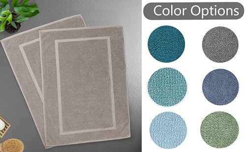 HILLFAIR 900 GSM Cotton Rug Bath Mats Pack of 2 (21x34 Inches), Absorbent Machine Washable Bath Mat for Hotel Spa Tub & Shower, Non Slip Floor Mat, Bathroom Decor Accessories: Stone - color: Stone, size: 2 Piece Towel Set