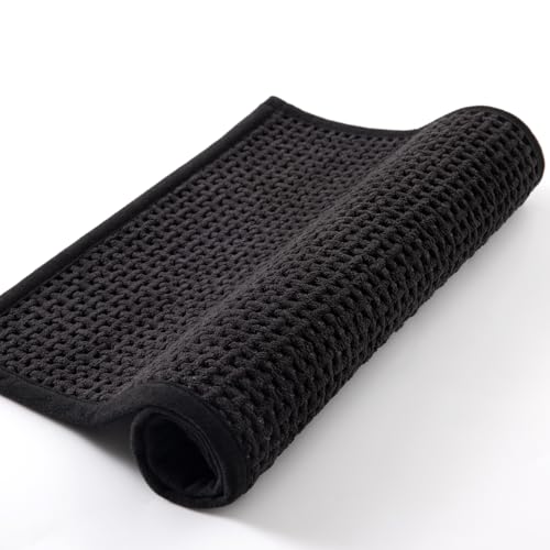 Bathroom Rugs Non Slip Washable, Super Absorbent Thin Bath Mat for Small Quick Dry Low Pile Bathroom Rug, (Black, 47″x20″) - color: Black, size: 1'8" x 3'11" (47″x20″)