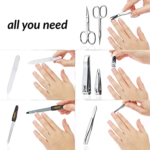 marQus Manicure Sets for Women & Men from Solingen Germany with Glass Nail File - Quality Grooming Kit Incl. Nail Clippers & Glass Nail File, Nail Kit Perfect for Pedicure. - color: Red