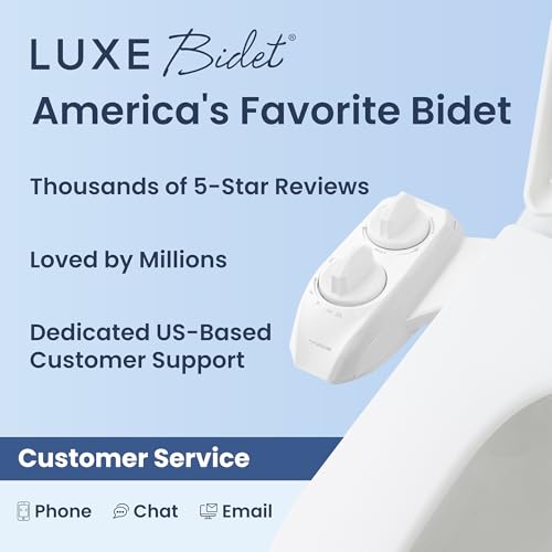 LUXE Bidet NEO 185 Plus - Dual Nozzle, Non-Electric Bidet Attachment for Toilet Seat, Patented Slide-In Install, 360° Self-Clean, EZ-Lift to Clean, Feminine & Rear Wash (White) - color: White
