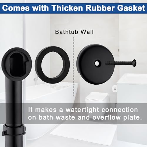 Brass Tip-Toe Tub Drain Kit, Matte Black Tub Drain and Overflow Kit with Single Hole - color: Black, style: 1-hole