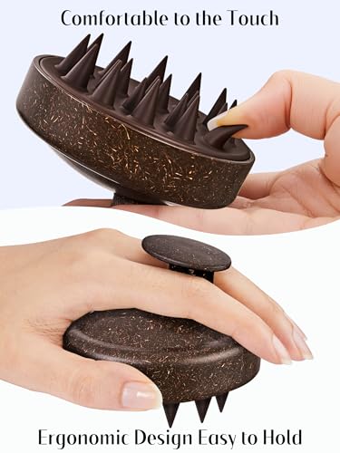 HEETA Scalp Massager Hair Growth, Soft Silicone Scalp Scrubber Shampoo Brush for Exfoliation, Dandruff Removal & Head Massage Stress Relax, Wet & Dry Use for Thick, Thin Hair Care, Dark Brown - color: Dark Brown