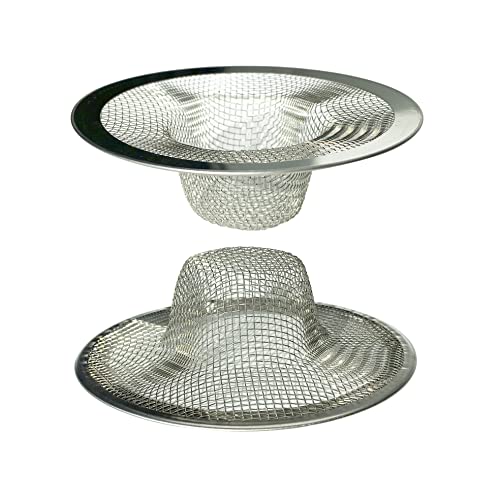 Sink Strainer 2Pcs Stainless Steel Metal Mesh Sink Drain Strainer Large Wide Brim 3.5" Diameter for Most Kitchen Sink Bathroom Bathtub Shower Room Balcony Drains - size: 3-1/2 Inch