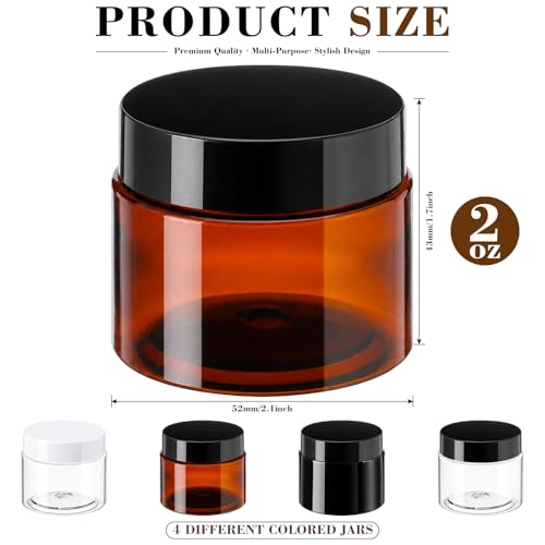Patelai 4 Pieces Round Wide-mouth Leak Proof Plastic Container Jars with Lids for Travel Storage Makeup Beauty Products Face Creams Oils Salves Ointments DIY Making(2 Ounce,Classic Mix Color) - color: Classic Mix Color, size: 2 Ounce