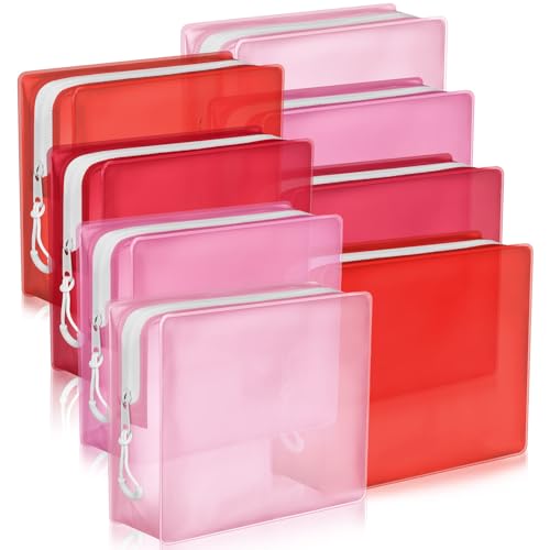 8 Pack TSA Approved Travel Toiletry Bags Frosted Translucent Leak-proof Cosmetic Makeup Bags for Women Men Travel Organizer Airport Security(Red,6.7 x 5.5 x 1.8 Inch) - color: Red, size: 6.7 x 5.5 x 1.8 Inch