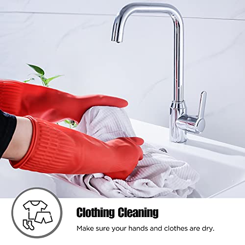 Rubber cleaning gloves 1 or 3 Pairs for kitchen,Cotton Lining,Dishwashing gloves long with lined,Reuseable. - size: Large (Pack of 1), style: 1