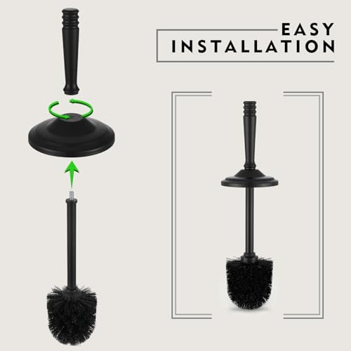 Black Toilet Brush and Holder Set, Stainless Steel Toilet Brush for Bathroom,Heavy Duty Black Toilet Bowl Brush and Holder,Deep Cleaning Modern Toilet Cleaner Brush -Space Saving, Covered Brush - color: Black