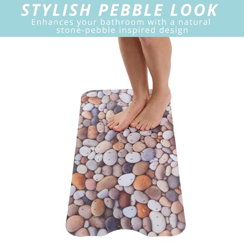 ENKOSI Bath Mat – Large 40 x 16 Inch Non-Slip Bathtub Mat with Suction Cups & Drain Holes – Extra Long Bathroom Shower Mat for Tub with Pebble Design (40x16 Pebble Stone) - color: Pebble Stone