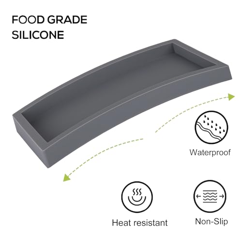 Silicone Bathroom Vanity Tray Dish Soap Holder Sink Organizer, Grey | Large, Thickened Silicone, Easy to Clean, Waterproof, Non-Slip, for Countertop, Kitchen, Bedroom, Dresser - color: Gray, size: 9.8" x 4.7"