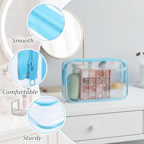 4 Pcs Clear Cosmetic Bags, 4 Colors TSA-Friendly Design Makeup Bag Clear, Versatile TSA Approved Quart Size Bag for Travel Toiletries and Organization(20 × 13 × 6 cm)