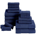 Modern Threads Air Cloud 18-Piece Towel Set - 100% Zero-Twist Cotton, 500 GSM, Quick Dry & Plush, Navy - color: Navy, size: 18 Pcs Towel Set
