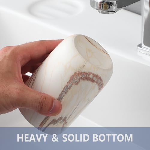 Brown Marble Toothbrush Holder - Ceramic Toothbrush Holder for Bathrooms, Toothbrush Toothpaste Holders, Marble Bathroom Tumbler Cups Reusable Toothbrush Mouthwash Cup, Bathroom Counter Organizer - color: Brown Marble, size: 1pcs