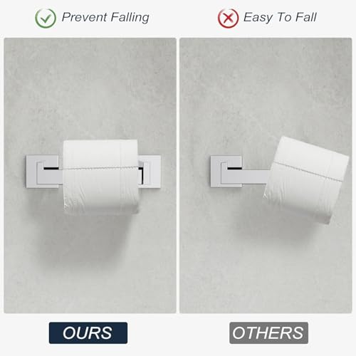 Toilet Paper Holder Wall Mount Polished Chrome, Stainless Steel Toilet Tissue Roll Holder Bathroom Square Toilet Paper Towel Roll Holder, Double Post Pivoting Tissue Handle - color: Polished Chrome