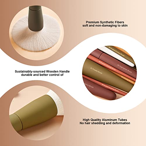 Makeup Brushes, EIGSHOW 5 Colors Essential Kabuki Makeup Brush Set with Ultra Soft Synthetic Fibers for Powder Blush Concealers Contouring Highlighting - color: 5 Color