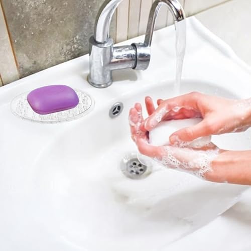 2 Pack Plastic Soap Holder, Clear Soap Dish with Drain Holes, Soaps Savers, Soaps Sponge Holder for Kitchen, Bathroom, Shower Counter