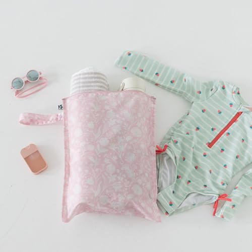 Tiny Twinkle Mess Proof Wet Bags | 2-Pack Reusable Waterproof Wet Bags for Swimsuits | Baby Clothes | Travel & Diaper Bag (Bows,Toile) - color: Bows,Toile, size: 2 Pack