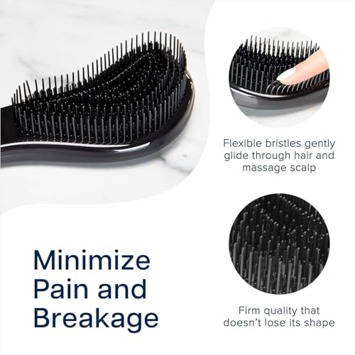 Crave Naturals Biggie Glide Thru Hair Brush - Detangler Brush for Curly, Straight, Wet or Dry Hair - Gentle Detangling Brushes for Adults, Kids, Toddlers - Hair Accessories for Women, 8.4x3.4" - Black - color: Black, size: 1 Pack (Large)