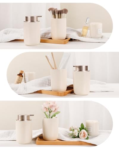 BosilunLife Foam Soap Dispenser - Ceramic Foaming Hand Dispenser for Bathroom Modern Farmhouse Small Soap Dispenser Lotion Hand Pump Dispenser for Kitchen Sink (Apricot, Foam Pump) - color: Apricot-foam Pump