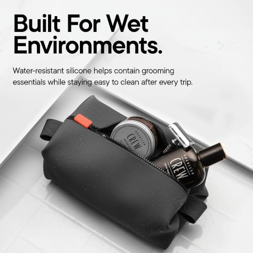 TOOLETRIES The Koby Dopp Kit Toiletry Bag – Original 10”x 6”x 6”, Charcoal | Compact silicone leak-resistant travel toiletry bag with a heavy-duty zipper that's easy to clean. - color: Charcoal, size: Original 10" x 6" x 6"