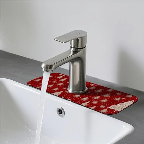 Faucet Fast Absorbent Pad - Christmas Tree And Snowflake , Suitable For Kitchen, Bathroom, Island And Other Scenes - color: Christmas Tree and Snowflake