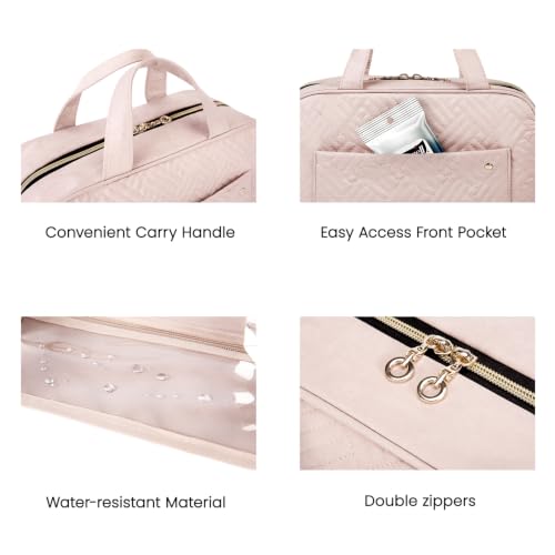 BAGSMART Toiletry Bag Travel Bag with Hanging Hook, Water-resistant Makeup Cosmetic Bag Travel Organizer for Accessories, Shampoo, Full-size Container, Toiletries (Lucent Blue, Medium) - color: Lucent Blue, size: Medium