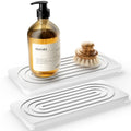 Water Absorbing Stone Tray, Quick Drying Diatomite Bathroom Tray Countertop, Stone Drying Mat for Kitchen Counter, Soap Dish Dispenser Vanity Organizer, White-A-12.2" x 4" - color: 12.2" X 4"-White-A